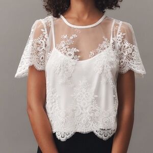 Anthropologie‎ 2 Piece White Lace Top and Tank Top